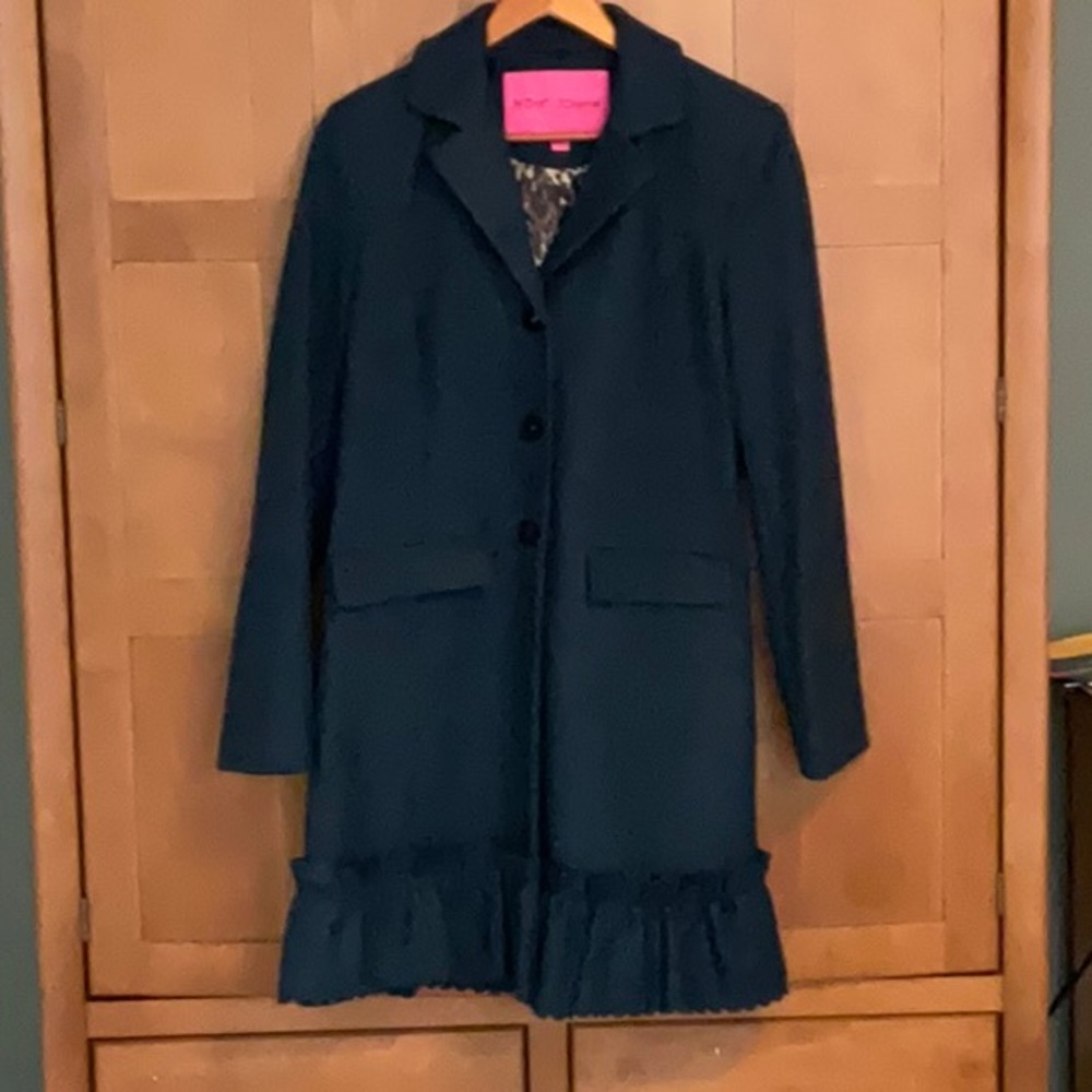 Betsey Johnson size 8 wool jacket. Green blue